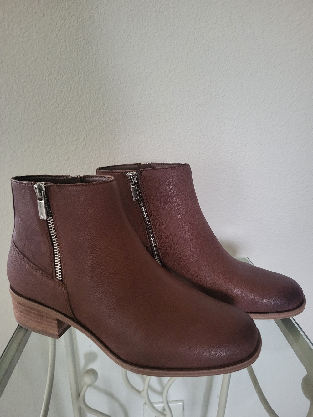 Lucky Brand Women's Brown Leather Ankle Booties with Side Zip Size 8.5